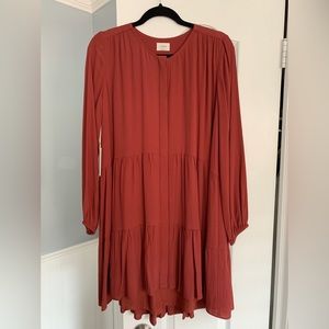 Dark red Wilfred dress with long sleeves